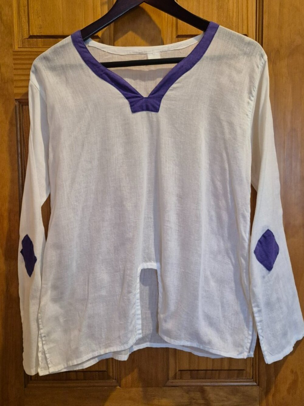 Nepali Tunic with Purple Diamonds on Sleeves